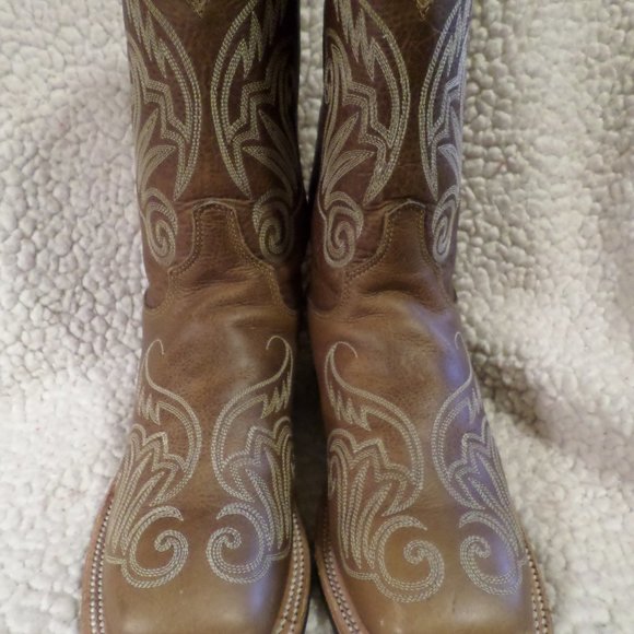 WOMEN PREOWN JUSTIN LEATHER COWGIRL BOOTS BRWN-sz 6.5 B - Picture 2 of 13